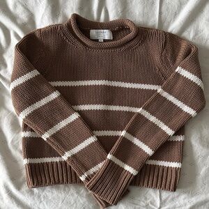 La Ligne Mini Marina Brown and White Striped Crew Neck Sweater